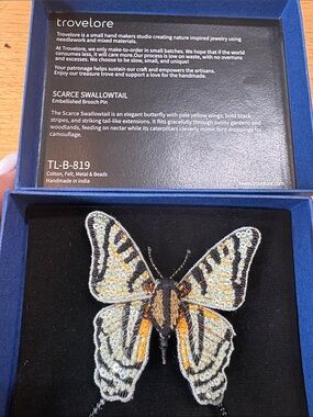 Trovelore Scarce Swallowtail Butterfly Brooch Pin — Yellow & Black